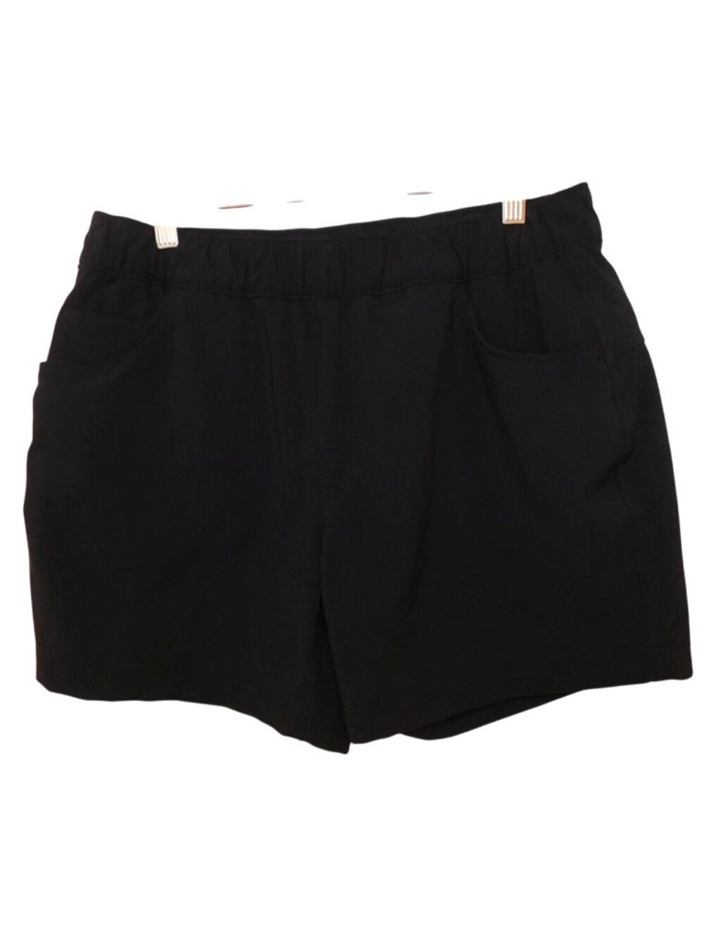 Eddie Bauer Black Pull On Shorts Womens Size 8 Elastic Waist Pockets Minimalist